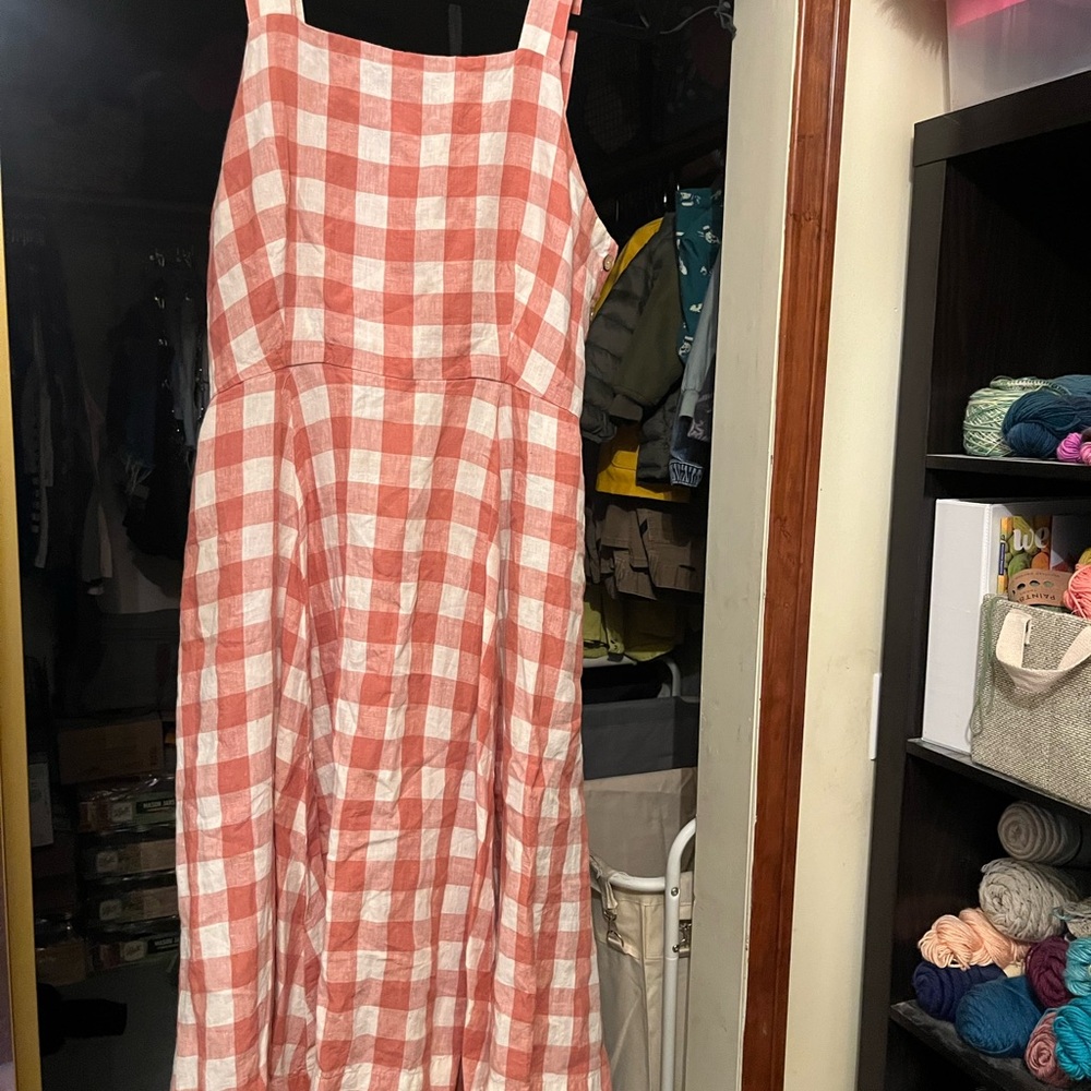 Son de Flor Pink and White Gingham Pinafore Dress